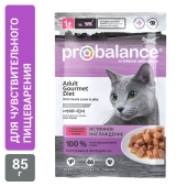 Консервированный корм для кошек Probalance Gourmet Diet с телятиной и ягненком в желе, 85г
